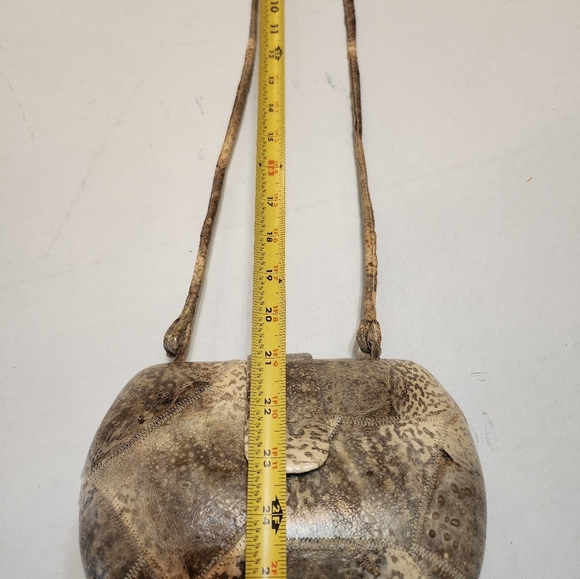 Vintage PATCHWORK Exotic Gray LEATHER Shoulder Bag EUC - Picture 14 of 16